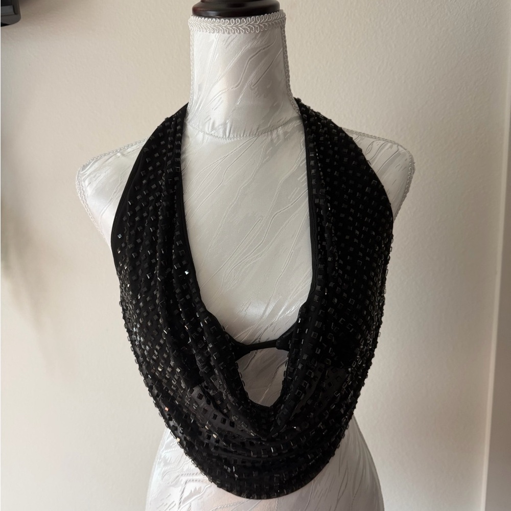 Windsor Black Beaded Cowl Top